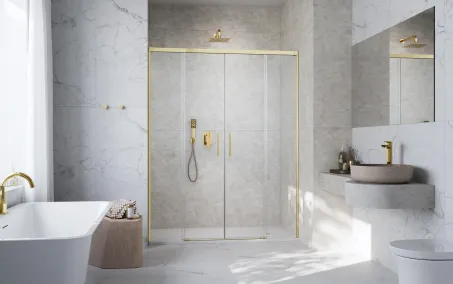 Idea 8 Brushed Gold DWD szálcsiszolt arany zuhanyajtó 180 átlátszó