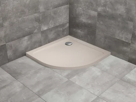 Doros Stone A íves beige zuhanytálca 90x90 beige, ajándék szifonnal