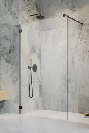 Essenza Pro Black Walk-in fekete zuhanyfal 75 átlátszó