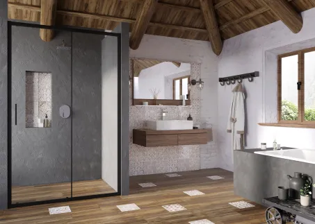 Blix Slim BLSDP2-100 zuhanyajtó fekete+transparent