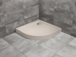 Doros Stone A íves beige zuhanytálca előlappal 80x80 beige, ajándék szifonnal