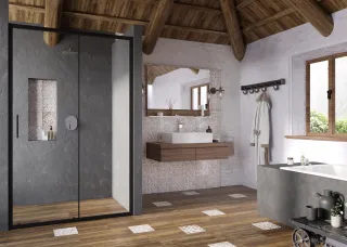 Blix Slim BLSDP2-110 zuhanyajtó fekete+transparent