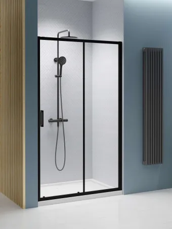 Premium Pro Black DWJ fekete zuhanyajtó 110 átlátszó balos