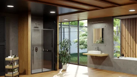 Blix Slim BLSDP2-120 zuhanyajtó fekete+transparent