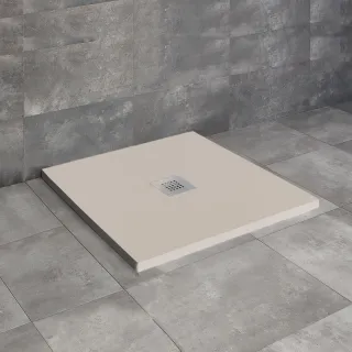 Kios C szögletes lapos beige zuhanytálca 90x90 beige, ajándék szifonnal