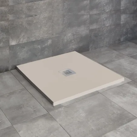 Kios C szögletes lapos beige zuhanytálca 90x90 beige, ajándék szifonnal