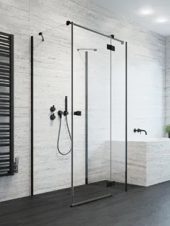 Essenza Black KDJ+S szögletes fekete zuhanykabin 90x90 átlátszó balos