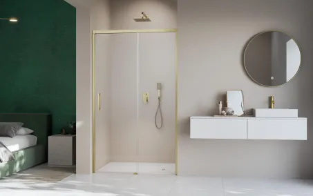 Idea 8 Brushed Gold DWJ szálcsiszolt arany zuhanyajtó 100 átlátszó jobbos