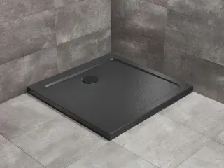 Doros Stone C szögletes lapos fekete zuhanytálca 80x80 fekete, ajándék szifonnal