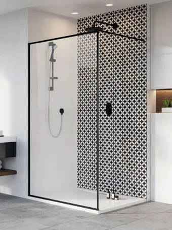 Modo X Black II Frame Walk-in fekete zuhanyfal 160 átlátszó