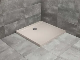 Doros Stone C szögletes lapos beige zuhanytálca 90x90 beige, ajándék szifonnal