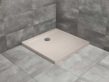 Doros Stone C szögletes lapos beige zuhanytálca 100x100 beige, ajándék szifonnal