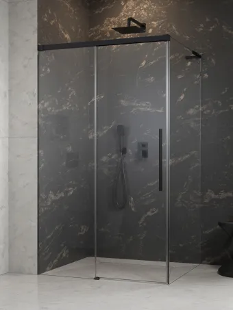 Idea 8 QL Black KDJ szögletes fekete zuhanykabin 120x80 átlátszó balos