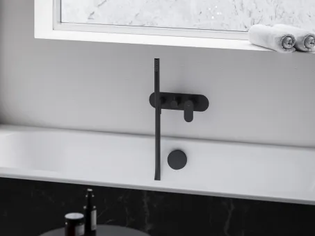 Eleganta falba süllyesztett csaptelep szettel, kétutas, belső egység nélkül EL 065.20BLM.O2.RB07D.+S, Black Matt