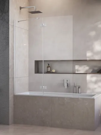 Essenza Brushed Nickel ﻿PND II ﻿szálcsiszolt króm kádparaván﻿ 120 átlátszó jobbos