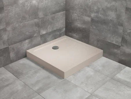 Doros Stone C szögletes beige zuhanytálca előlappal 80x80 beige, ajándék szifonnal