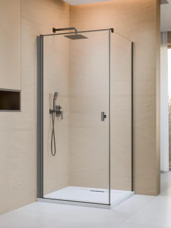 Nes Brushed GunMetal KDJ I szögletes szálcsiszolt fegyvermetál zuhanykabin 100x80 átlátszó balos