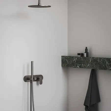 Eleganta falba süllyesztett csaptelep szettel, kétutas, belső egység nélkül EL 065.20GB.O2.RB07D.+S , Graphite Brushed