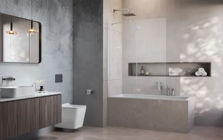 Essenza Brushed Nickel ﻿PND II ﻿szálcsiszolt króm kádparaván﻿ 130 átlátszó jobbos