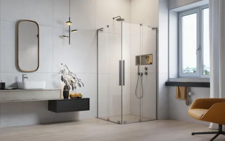 Furo SL Brushed Nickel KDD szögletes szálcsiszolt króm zuhanykabin 120x110 átlátszó