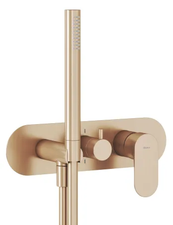 Eleganta falba süllyesztett csaptelep szettel, kétutas, belső egység nélkül EL 065.60RGB.O2.RB07D.+S, Rose Gold Brushed