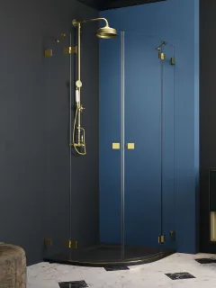 Essenza Pro Gold PDD íves arany zuhanykabin 80x80 átlátszó