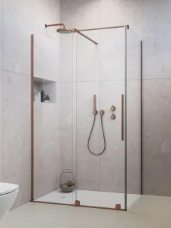 Furo Brushed Copper KDJ szögletes szálcsiszolt réz zuhanykabin 90x80 átlátszó balos