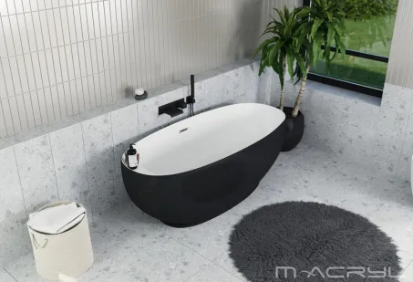 Zen szabadon álló akril kád 165x75 mattfekete előlappal