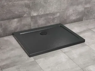 Doros Stone D szögletes lapos fekete zuhanytálca 120x90 fekete, ajándék szifonnal