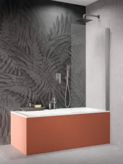 Nes Brushed Nickel PNJ I szálcsiszolt króm kádparaván 80 átlátszó jobbos