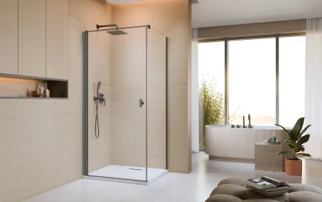 Nes Brushed GunMetal KDJ I szögletes szálcsiszolt fegyvermetál zuhanykabin 100x90 átlátszó balos