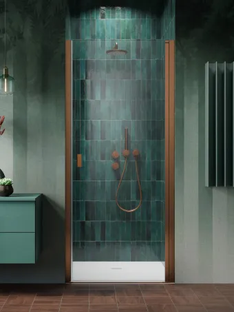 Nes Brushed Copper DWJ I szálcsiszolt réz zuhanyajtó 70 átlátszó balos