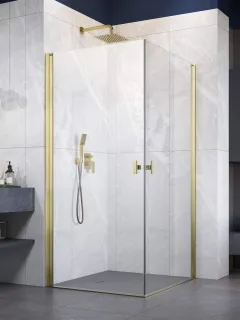 Nes ﻿Brushed Gold KDD I﻿ szögletes szálcsiszolt arany zuhanykabin 80x90 átlátszó