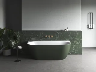 Freedom Wall Tec 170x87, akrilkád, Grey Green/fehér, fehér/fekete/króm lefolyó