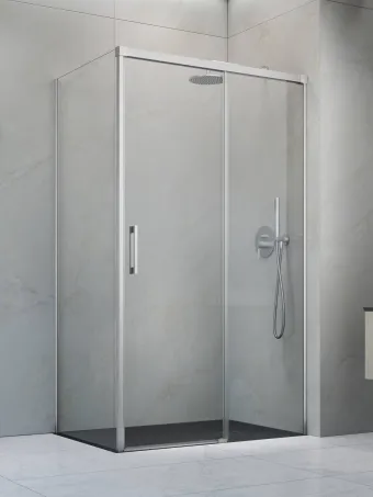 Idea Brushed Nickel KDJ szögletes szálcsiszolt króm zuhanykabin 120x75 átlátszó balos