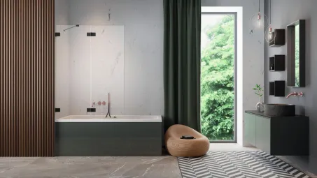 Essenza Pro Black PND II fekete kádparaván 110 átlátszó balos