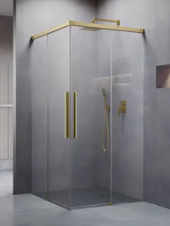 Idea 8 QL Brushed Gold KDD szögletes szálcsiszolt arany zuhanykabin 80x100 átlátszó