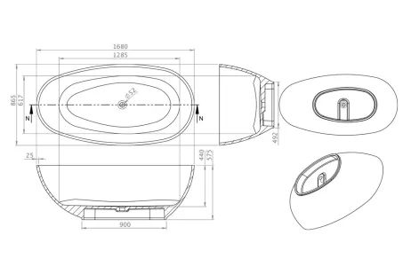 Vanilla szabadon álló műmárvány kád fehér előlappal