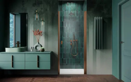 Nes Brushed Copper DWJ I szálcsiszolt réz zuhanyajtó 70 átlátszó balos