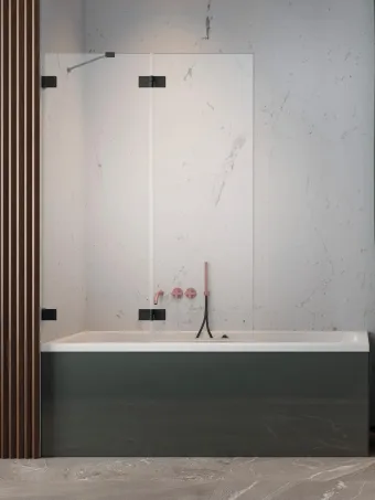 Essenza Pro Black PND II fekete kádparaván 110 átlátszó jobbos