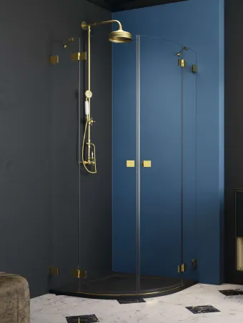 Essenza Pro Gold PDD íves arany zuhanykabin 90x90 átlátszó