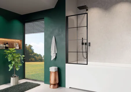 Nes 8 Black PNJ I Factory fekete kádparaván 90 átlátszó balos