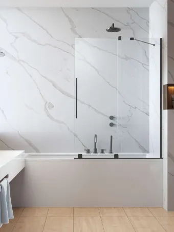 Furo Brushed GunMetal PND II szálcsiszolt fegyvermetál kádparaván 180 átlátszó balos