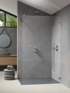 Essenza Pro Brushed Nickel Walk-in szálcsiszolt króm zuhanyfal 55 átlátszó