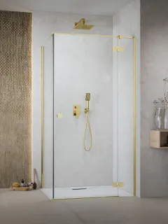﻿﻿Essenza Gold ﻿KDJ szögletes ﻿arany zuhanykabin 90x80 átlátszó balos