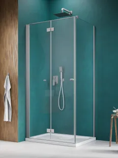 Nes Brushed Nickel KDJ-B szögletes szálcsiszolt króm zuhanykabin 100x90 átlátszó balos