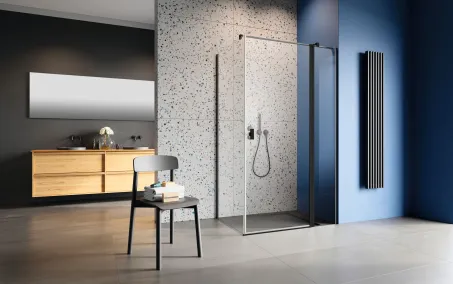 Nes 8 Black KDJ II szögletes fekete zuhanykabin 90x100 átlátszó jobbos