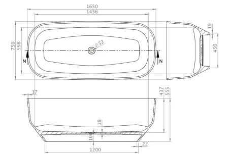 Violet szabadon álló műmárvány kád fehér előlappal