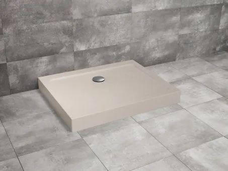 Doros Stone D szögletes beige zuhanytálca előlappal 110x90 beige, ajándék szifonnal