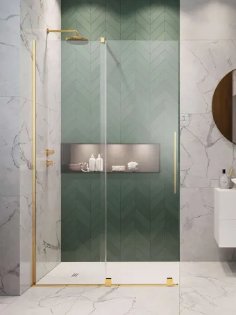 Furo Gold Walk-in arany zuhanyfal 100 átlátszó jobbos